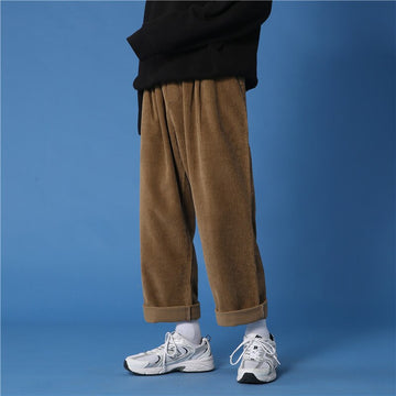 Autumn/winter Corduroy Pants Men's Fashion Casual Pants Men Streetwear Loose Hip-hop Straight Wide-leg Pants Mens Trousers M-3XL aidase-shop